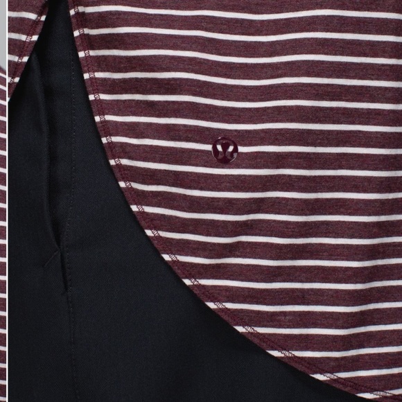 Lululemon Athletica Om Tee In West2east Stripe Heathered Bordeaux Drama Shirt - Picture 4 of 10